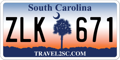 SC license plate ZLK671