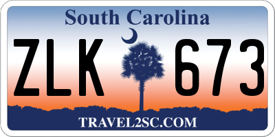 SC license plate ZLK673