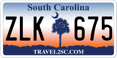 SC license plate ZLK675