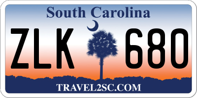 SC license plate ZLK680