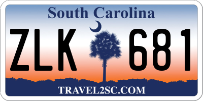 SC license plate ZLK681