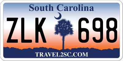 SC license plate ZLK698