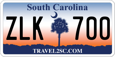 SC license plate ZLK700