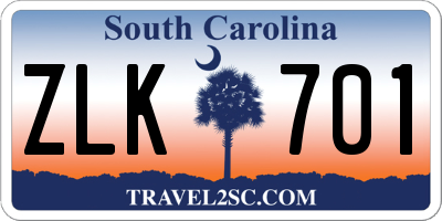 SC license plate ZLK701