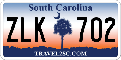 SC license plate ZLK702