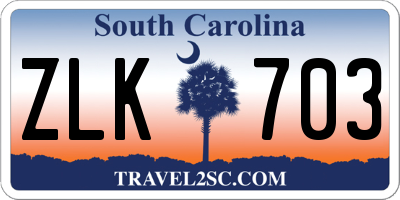 SC license plate ZLK703