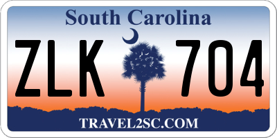 SC license plate ZLK704