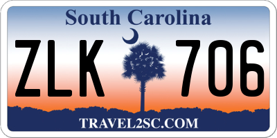 SC license plate ZLK706