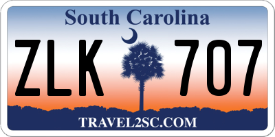 SC license plate ZLK707