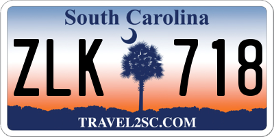 SC license plate ZLK718