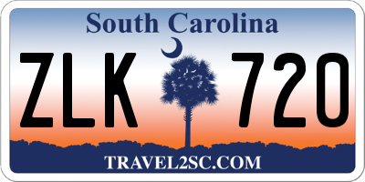 SC license plate ZLK720