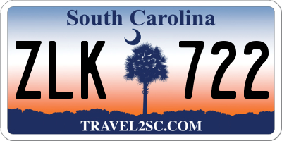 SC license plate ZLK722
