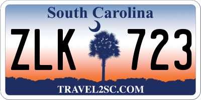 SC license plate ZLK723