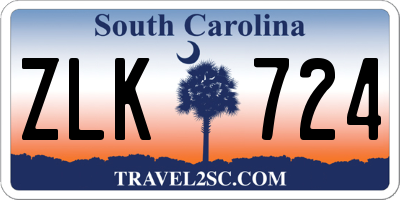 SC license plate ZLK724