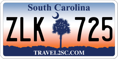 SC license plate ZLK725