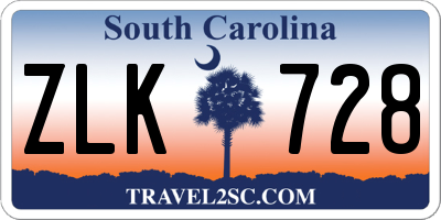 SC license plate ZLK728