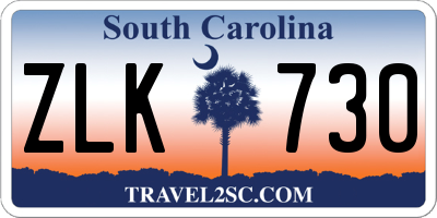 SC license plate ZLK730