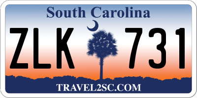 SC license plate ZLK731