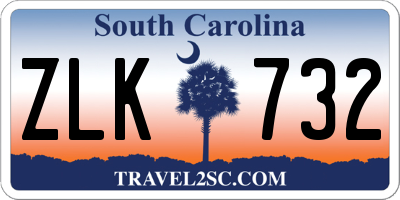 SC license plate ZLK732