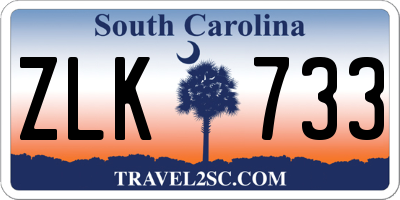 SC license plate ZLK733