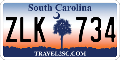 SC license plate ZLK734