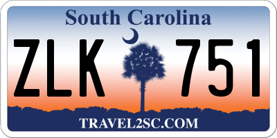 SC license plate ZLK751