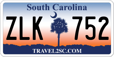 SC license plate ZLK752