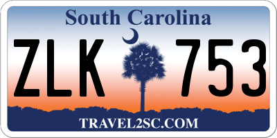 SC license plate ZLK753