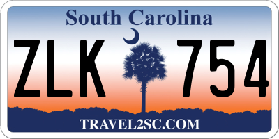 SC license plate ZLK754