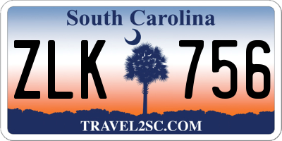 SC license plate ZLK756