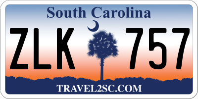 SC license plate ZLK757