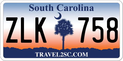 SC license plate ZLK758