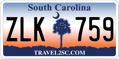 SC license plate ZLK759