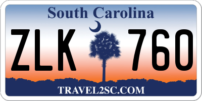 SC license plate ZLK760