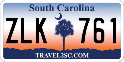 SC license plate ZLK761