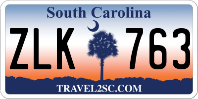 SC license plate ZLK763