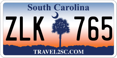 SC license plate ZLK765