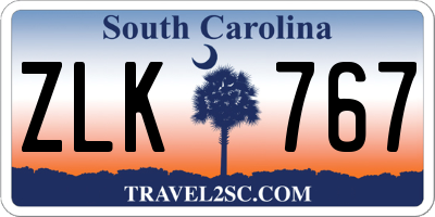 SC license plate ZLK767