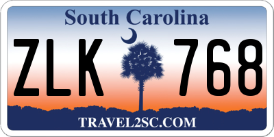 SC license plate ZLK768