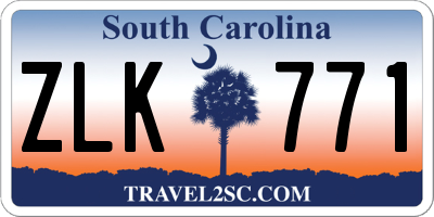 SC license plate ZLK771