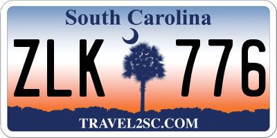 SC license plate ZLK776