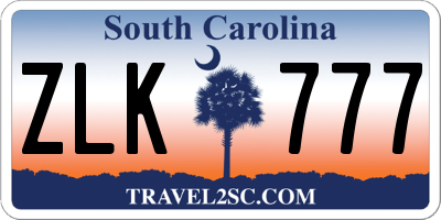 SC license plate ZLK777