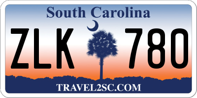 SC license plate ZLK780
