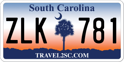 SC license plate ZLK781