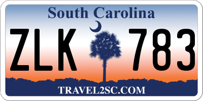 SC license plate ZLK783