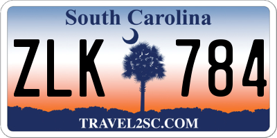 SC license plate ZLK784