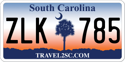 SC license plate ZLK785