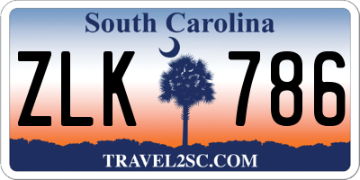 SC license plate ZLK786
