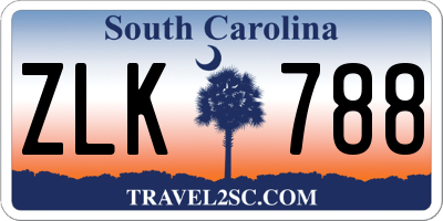 SC license plate ZLK788