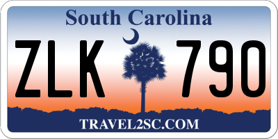 SC license plate ZLK790